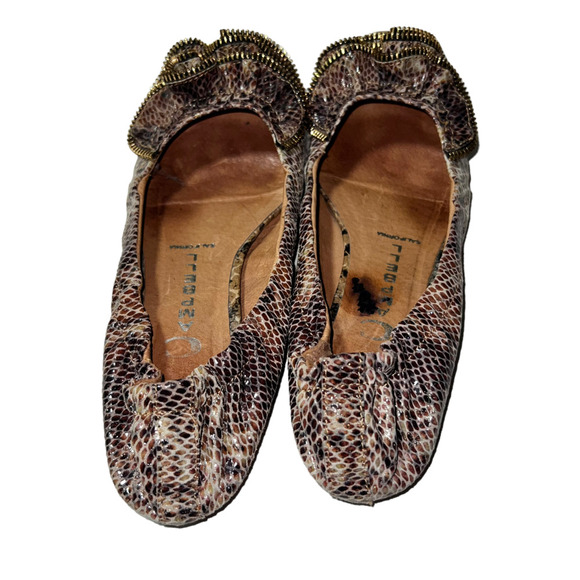 Jeffrey Campbell Brown Python Snake Ballet Flats Leather Zipper 7 - Picture 7 of 8